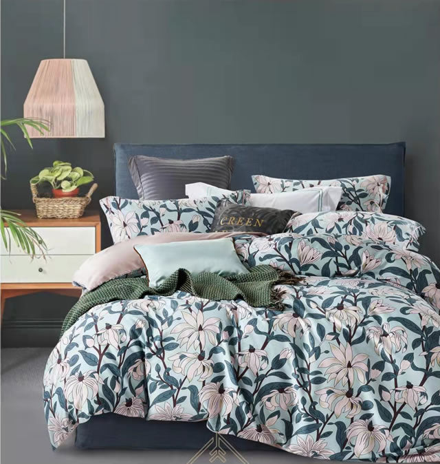 お洒落な花柄高級布団カバー3点セット(シングル) Bella41 (寝具